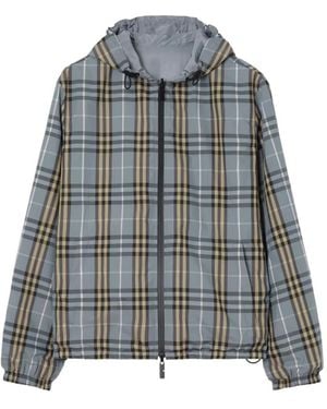 Burberry Reversible Check Hooded Jacket - Blue