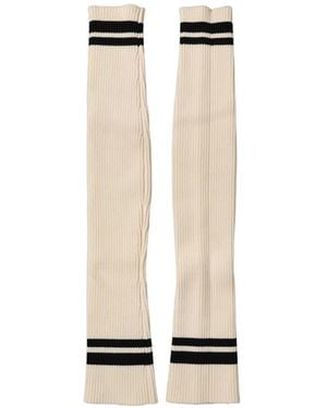 Dolce & Gabbana Striped Ribbed-Knit Leg Warmers - White
