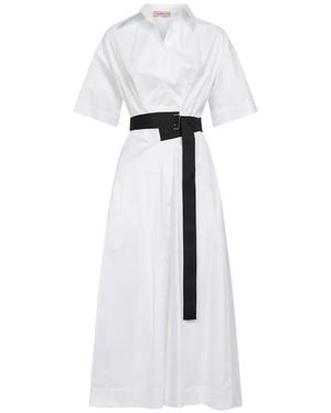 Blanca Vita V-Neck Belted Dress - White