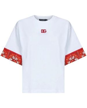 Dolce & Gabbana Dolce & Gabbana T-Shirt With Embroidered Logo And Majolica Print - White