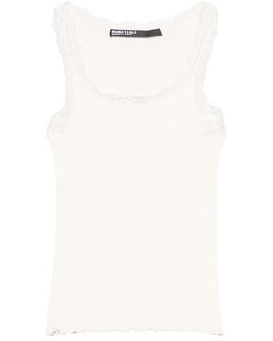 Bimba Y Lola Ivory Ribbed Vest Top - White