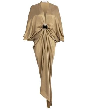 Silvia Tcherassi Fiore Draped Maxi Dress - Natural
