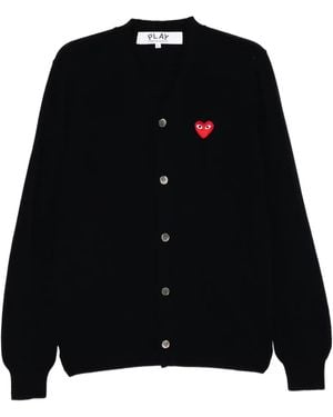 COMME DES GARÇONS PLAY Heart-Embroidered Cardigan - Black