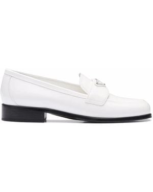 Prada Loafer Mit Logo-Schild - Weiß