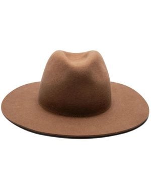 Sarah Chofakian Wide-Brim Fedora Hat - Brown