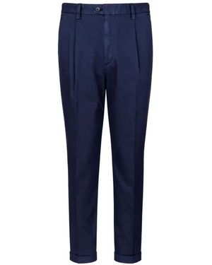 Devore Pantaloni Plissé Con Risvolto - Blu