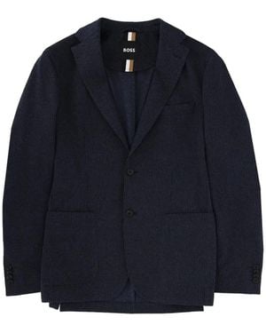 BOSS Blazer À Design Côtelé - Blue