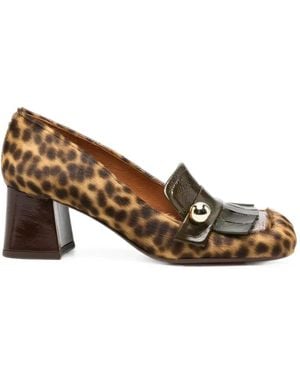 Chie Mihara Leopard-Print Fringed Pumps - Brown