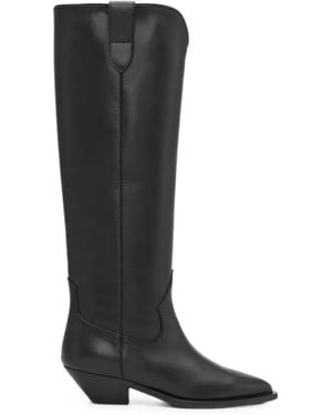 Notabene Antoinette Leather Knee-High Cowboy Boots - Black