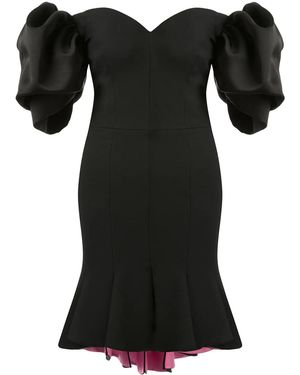 McQueen Peplum Hem Off-Shoulder Dress - Black
