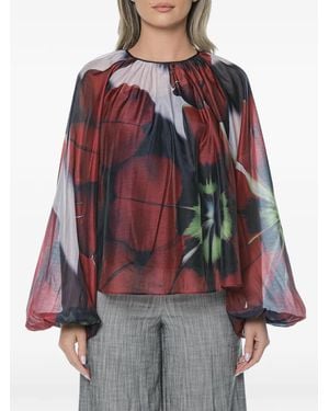 Ted Baker Elaia Floral-Print Puff-Sleeve Blouse - Red