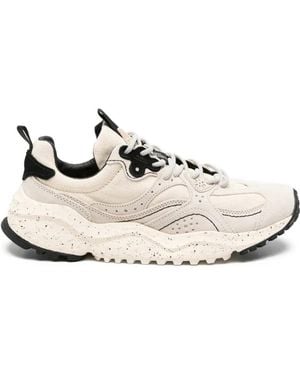 Flower Mountain Panelled Speckled-Sole Trainers - White