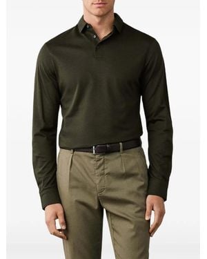 Hackett Long-Sleeve Pique Polo Shirt - Green