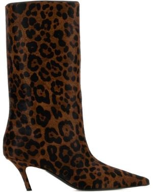 AMINA MUADDI Bottines Fiona 60 Mm À Imprimé Animalier - Marron
