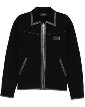 Amiri Leather-Trimmed Zip-Up Jacket - Black