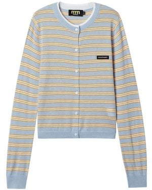 Mini Cream Striped Cardigan - White