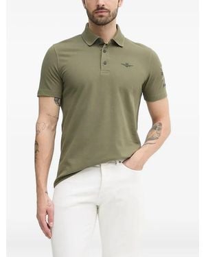 Aeronautica Militare Embroidered-Logo Polo Shirt - Green