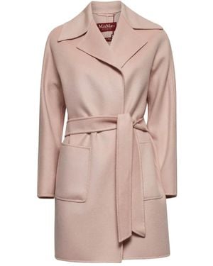 Max Mara Belted Wool-Blend Coat - Natural