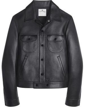Courreges Leather Shirt Jacket - Black