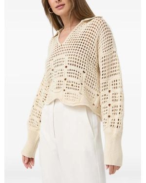 Beatrice B. Open-Knit Collar Sweater - Natural