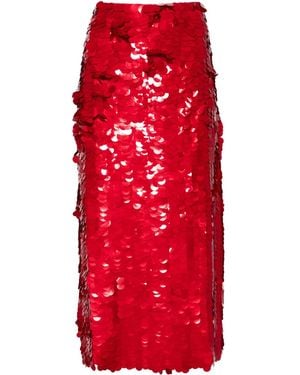 P.A.R.O.S.H. Sequined Midi Skirt - Red
