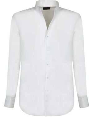 Dell'Oglio Mandarin-Collar Slub-Texture Shirt - White