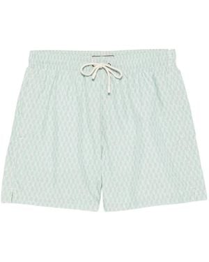 Canali Geometric-Print Swim Shorts - Blue