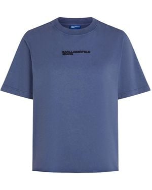 Karl Lagerfeld T-Shirt À Logo Brodé - Bleu