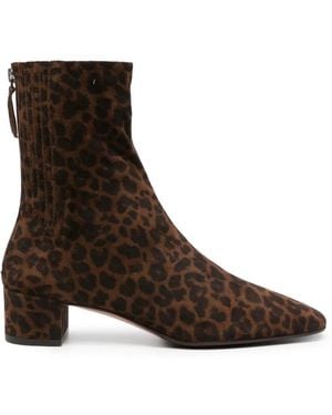 Aquazzura Leopard-Print Ankle Boots - Brown