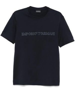 Emporio Armani T-Shirt Con Ricamo - Blu