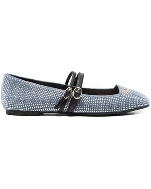 Liu Jo Ballerine Con Doppio Cinturino E Cristalli - Bianco