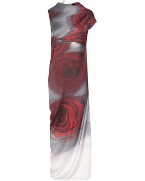Jean Paul Gaultier Red Blurry Roses Asymmetrical Dress - Purple