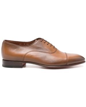 Santoni Leather Oxford Shoes - Brown