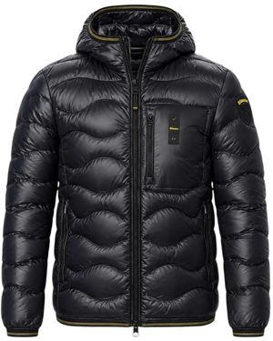 Blauer Wave Quilted Hooded Jacket - Black