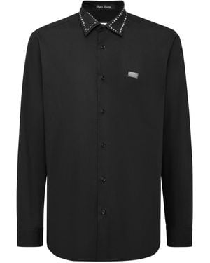 Philipp Plein Stud-Embellished Cotton Shirt - Black