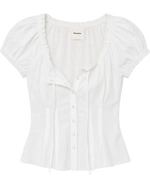 Reformation Adina Puffed-Sleeve Top - White