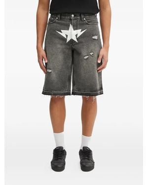 A Bathing Ape Distressed Star-Print Shorts - Gray