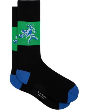 Paul Smith Bird-Print Panelled Socks - Black