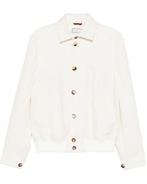 Brunello Cucinelli Polo-Collar Bomber Jacket - White
