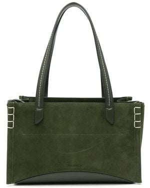 JW Anderson Elongated Loafer Cabas Contrast-Stitch Panelled Tote Bag - Green