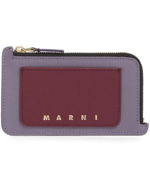 Marni Porte-Cartes Coffre En Saffiano-Cuir - Purple