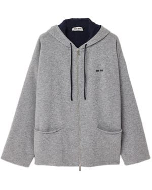 Miu Miu Cashmere Cardigan Hoodie - Gray
