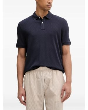 Guess Geometric-Pattern Short-Sleeve Polo Shirt - Blue