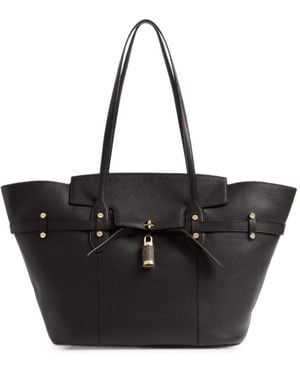 Borbonese Large Premiere Pebbled Padlock-Detail Tote Bag - Black