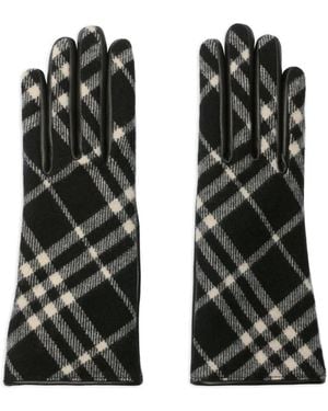 Burberry Check Handschuhe Aus Wolle Und Kaschmir - Schwarz