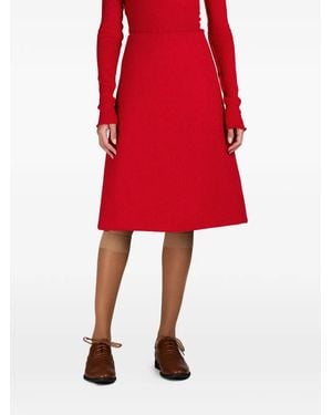 MARK-OFF Brooklyn Ribbed-Knit Midi Skirt - Red