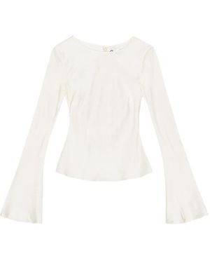 Ganni Blusa de satén - Blanco