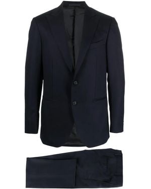 Caruso Single-Breasted Wool Suit - Blue