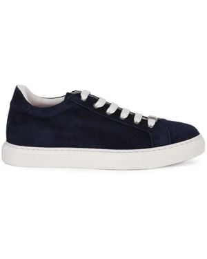 Isaia Logo-Plaque Lace-Up Trainers - Blue