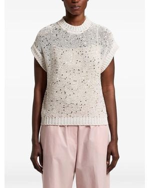 Peserico Sequined Knitted Top - Natural